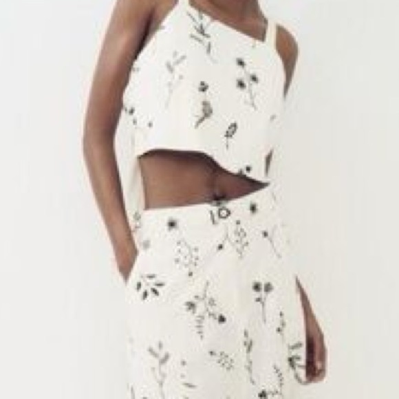 NWOT TIKTOK VIRAL ZARA EMBROIDERED LINEN BLEND ECRU SKIRT & TOP SET - SIZE S - Picture 7 of 16